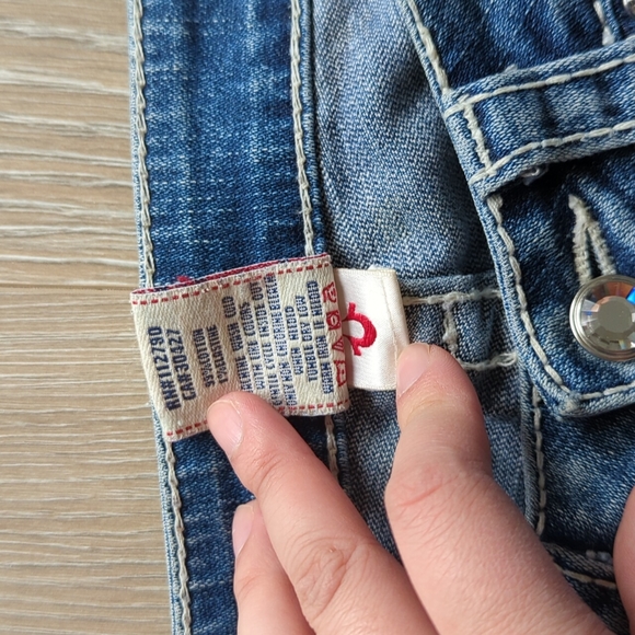 True religion light wash rhinestone straight jeans size 25 - Picture 7 of 13